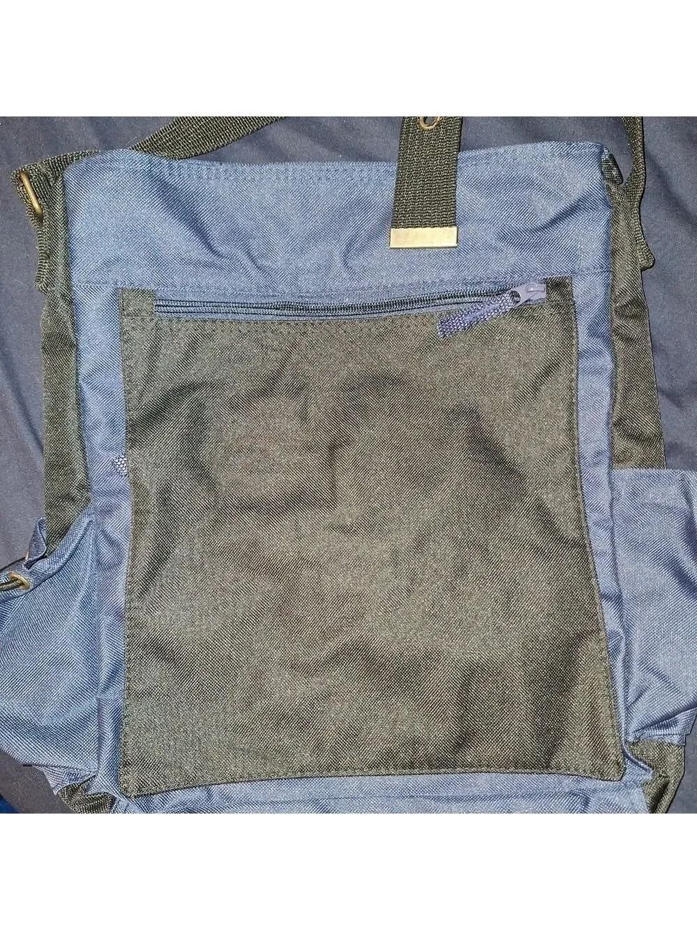 Men's Bag Blue Black Canvas Adjustable Strap Side Bottle Holder